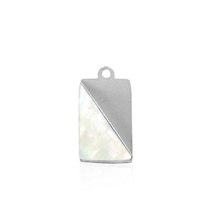 Roestvrij stalen (RVS) Stainless steel bedels schelp rechthoek Silver-white (natuurlijke kleur)