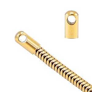 Roestvrij stalen (RVS) Stainless steel onderdelen eindkap voor jasseron snake &Oslash;3.4mm Goud