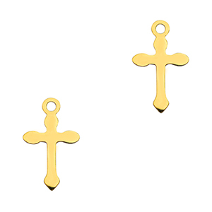 Roestvrij stalen (RVS) Stainless steel bedels cross Gold