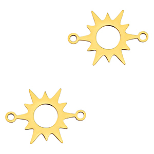 Roestvrij stalen (RVS) Stainless steel bedels tussenstuk sun Gold