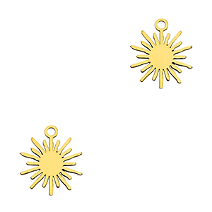 Roestvrij stalen (RVS) Stainless steel bedels sun Gold