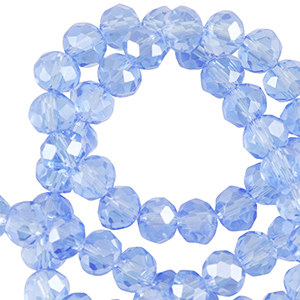 Top Facet kralen 8x6mm disc Finley blue-pearl shine coating