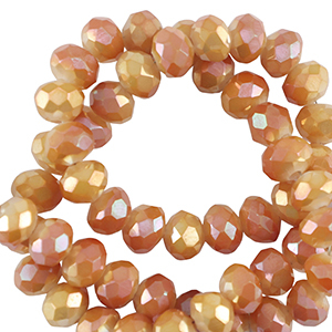 Top Facet kralen 4x3mm disc Shiny orange-pearl shine coating