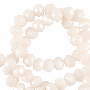 Top Facet kralen 4x3mm disc Vanilla white-pearl shine coating