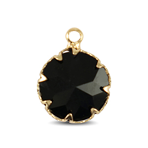 Hangers van Crystal Glass 13mm Jet black-gold
