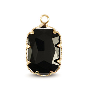 Hangers van Crystal Glass rechthoek Jet black-gold