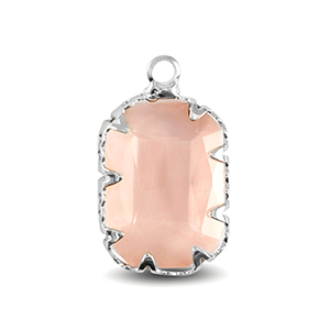 Hangers van Crystal Glass rechthoek Pink-silver