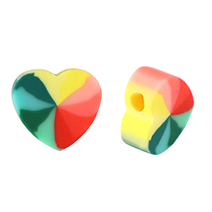Polymeer kralen hart Multicolour