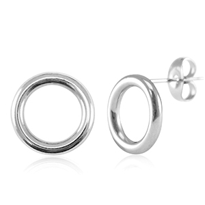Roestvrij stalen (RVS) Stainless steel oorbellen 12mm Zilver