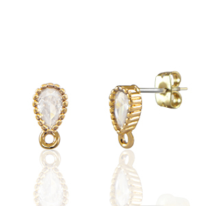 Oorbellen / oorstekers van Crystal Glass met oogje druppel Crystal-gold