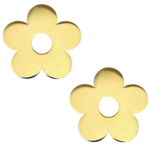 Roestvrij stalen (RVS) Stainless steel bedels bloem Gold