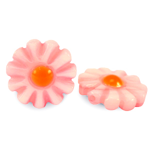 Schelp kralen bloem Watermelon pink-orange