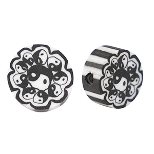 Polymeer kralen Yin & Yang 9mm Black-white