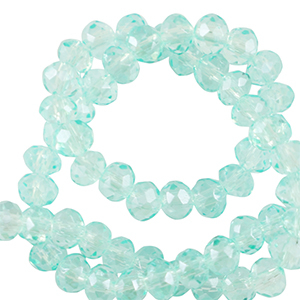 Top Facet kralen 6x4mm disc Light turquoise blue
