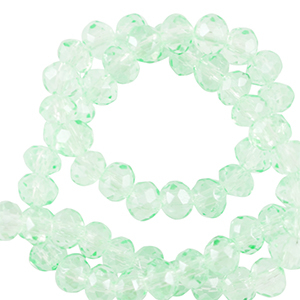 Top Facet kralen 4x3mm disc Soft mint green