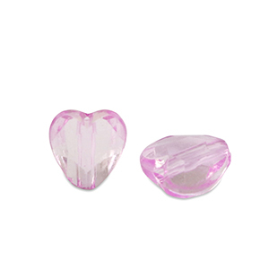 Acryl kralen hart Rose purple transparent