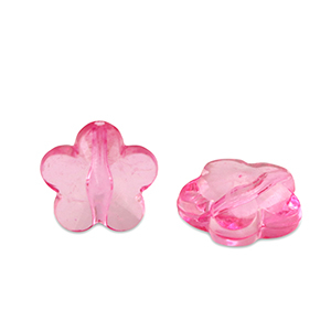 Acryl kralen bloem Magenta pink transparent
