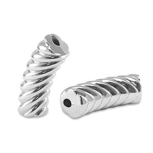 Acryl tube kralen twisted Silver