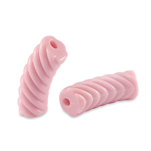Acryl tube kralen twisted Light rose