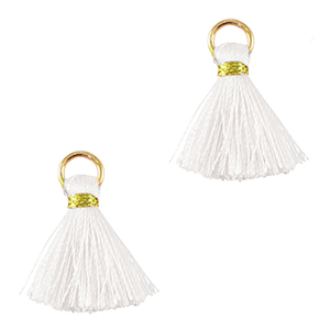 Kwastjes 2cm Gold-white