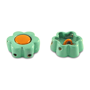 Tile beads bloem Turquoise-orange