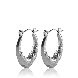 Roestvrij stalen (RVS) Stainless steel oorbellen creolen ovaal Silver