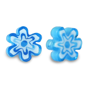 Millefiori kralen bloem Azure turquoise blue