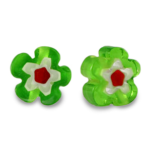 Millefiori kralen bloem Spring green