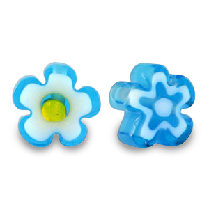 Millefiori kralen bloem Azure turquoise blue