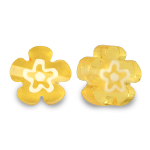 Millefiori kralen bloem Ochre yellow