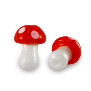 Glaskralen paddenstoel White-red