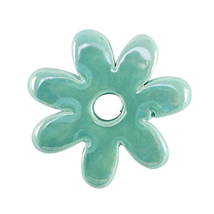 DQ Grieks keramiek kralen bloem Turquoise