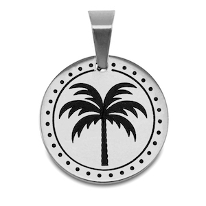 Roestvrij stalen (RVS) Stainless steel bedels palmboom Zilver