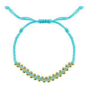 Trendy armbanden stainless steel beads Blue-gold