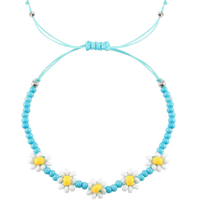 Trendy armbanden flower Blue-white