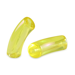 Acryl tube kralen Freesia yellow-AB coating