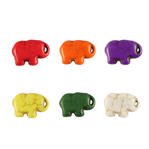 Natuursteen kralen howliet olifant Multicolour