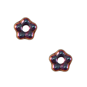 Czech kralen bloem 5mm Dark iridescent