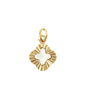 Roestvrij stalen (RVS) Stainless steel bedels schelp klaver Gold-white (natuurlijke kleur)