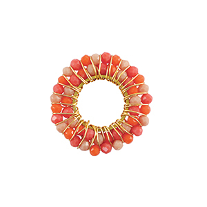 Roestvrij stalen (RVS) Stainless steel bedels facet 26mm Orange-gold