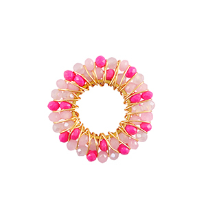 Roestvrij stalen (RVS) Stainless steel bedels facet 24mm Pink-gold