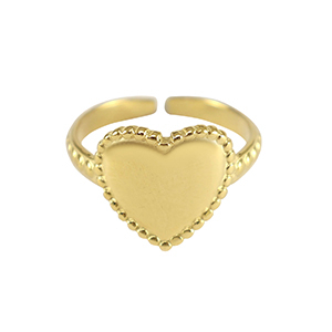 Roestvrij stalen (RVS) Stainless steel ringen hart Goud