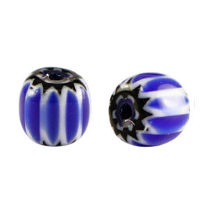 Millefiori kralen tube Blue