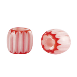 Millefiori kralen tube White-red