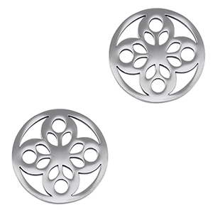 Roestvrij stalen (RVS) Stainless steel bedels tussenstuk bloem Silver
