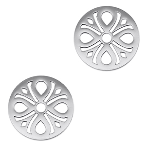 Roestvrij stalen (RVS) Stainless steel bedels tussenstuk bloem Silver