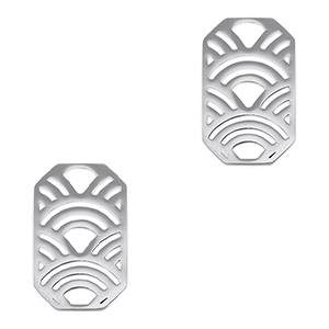 Roestvrij stalen (RVS) Stainless steel bedels tussenstuk octagon arch Silver