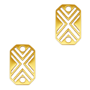 Roestvrij stalen (RVS) Stainless steel bedels tussenstuk octagon X Gold