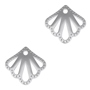 Roestvrij stalen (RVS) Stainless steel bedels tussenstuk schelp Silver
