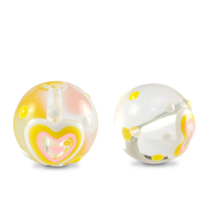 Handgeschilderde glaskralen hart Transparent-yellow white